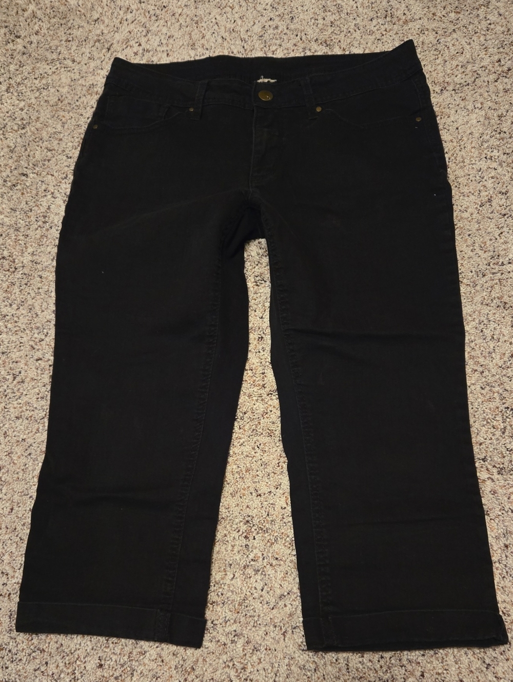 Women’s Black Stretch Jeans - Classic Straight Fit Capris FG Size 10